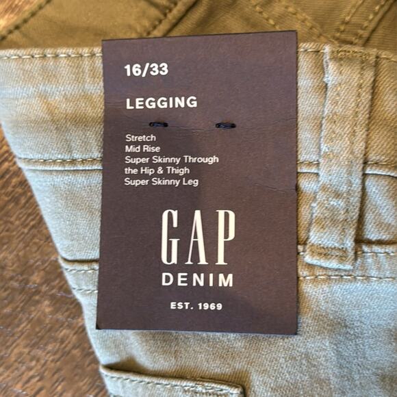 NWT Gap Mid Rise Stretch Skinny Green Denim Legging Size 16/33 - Picture 9 of 12